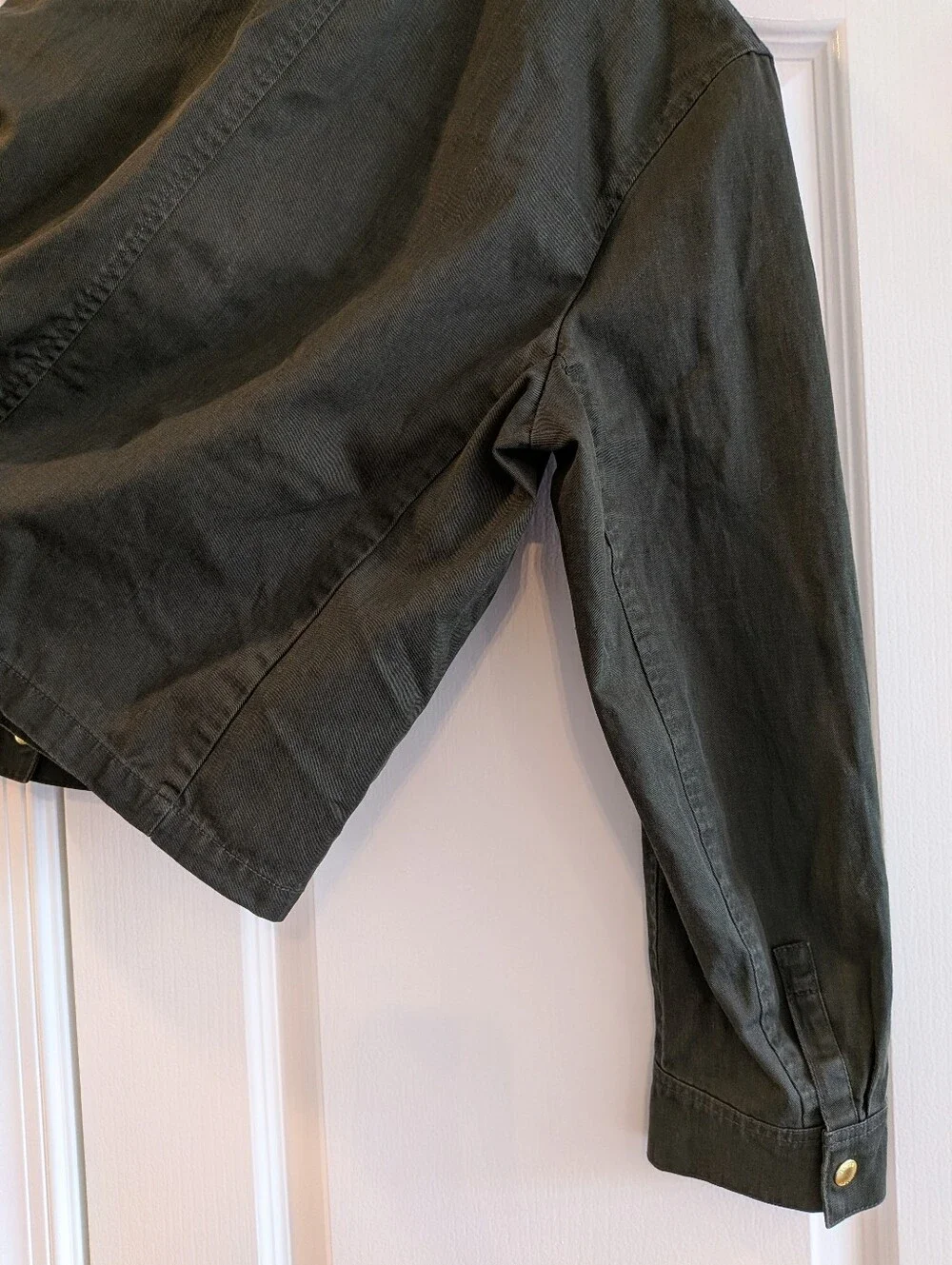 J. Crew Factory Cropped Field Jacket Mossy Green Brown Chore Barn Coat Size M